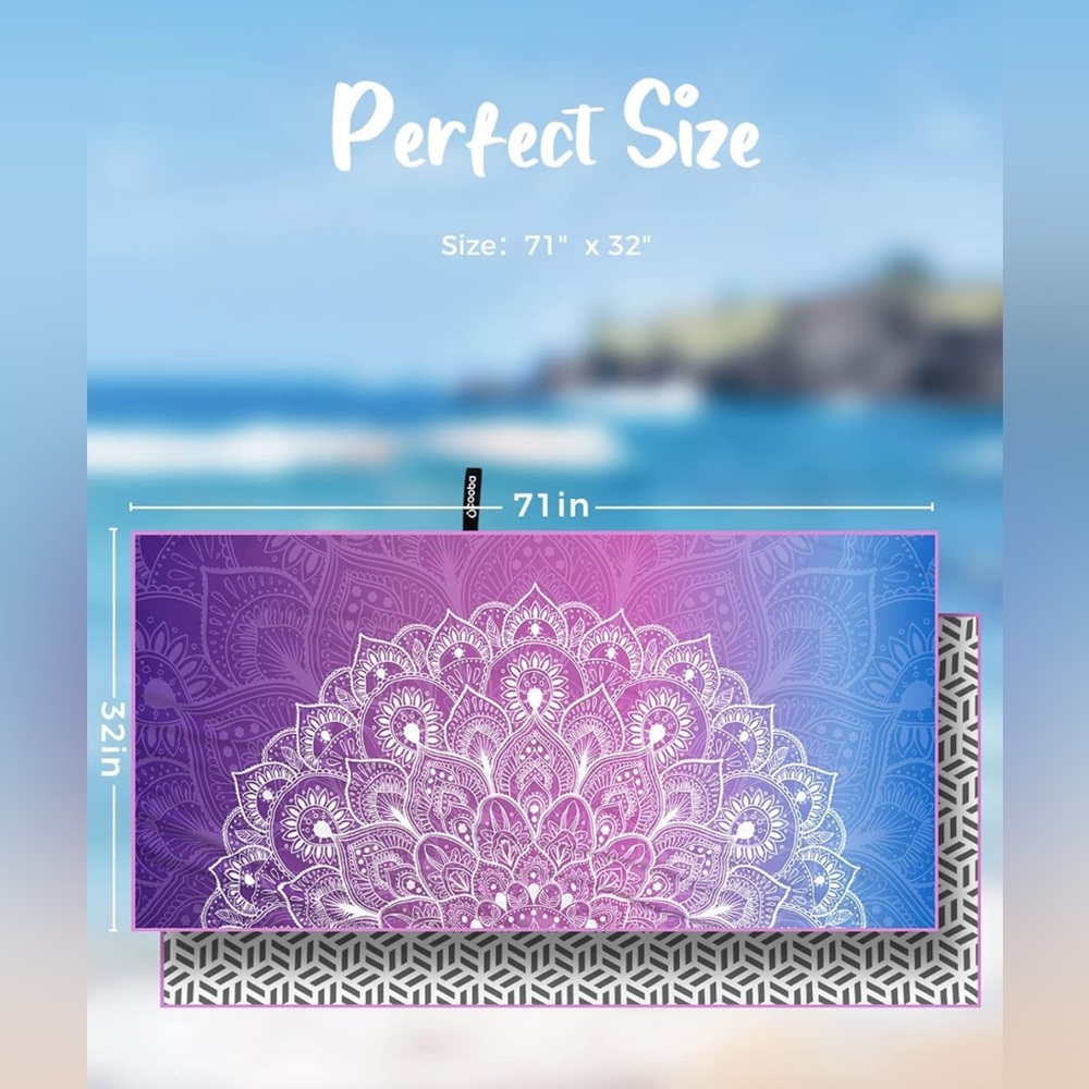 Mandala Sand-Free Beach Towel w/ Travel Pouch